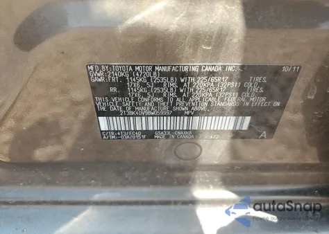 2011 Toyota Rav4 from USA, damaged, VIN 2T3BK4DV9BW059997